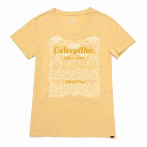 Remera Cat Mujer W V-Neck Graphic Amarillo
