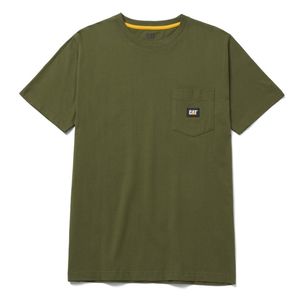 Remera Cat Hombre Label Pocket Verde