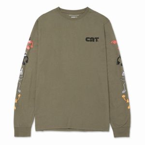 Remera Cat Hombre Kidult L/S Graphic Verde