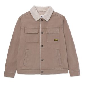 Campera Cat Unisex Denim Sherpa Lined Work Jacket Beige