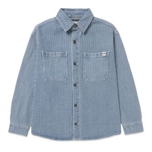 Camisa Cat Mujer Oversized Hickory Stripe Shirt Celeste