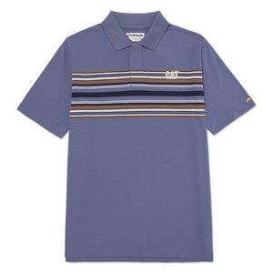 Polo Cat Hombre Cat Logo Pique Polo Azul