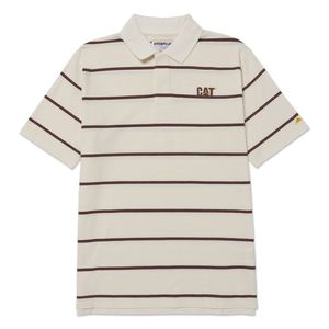 Polo Cat Hombre Cat Logo Pique Polo Blanco